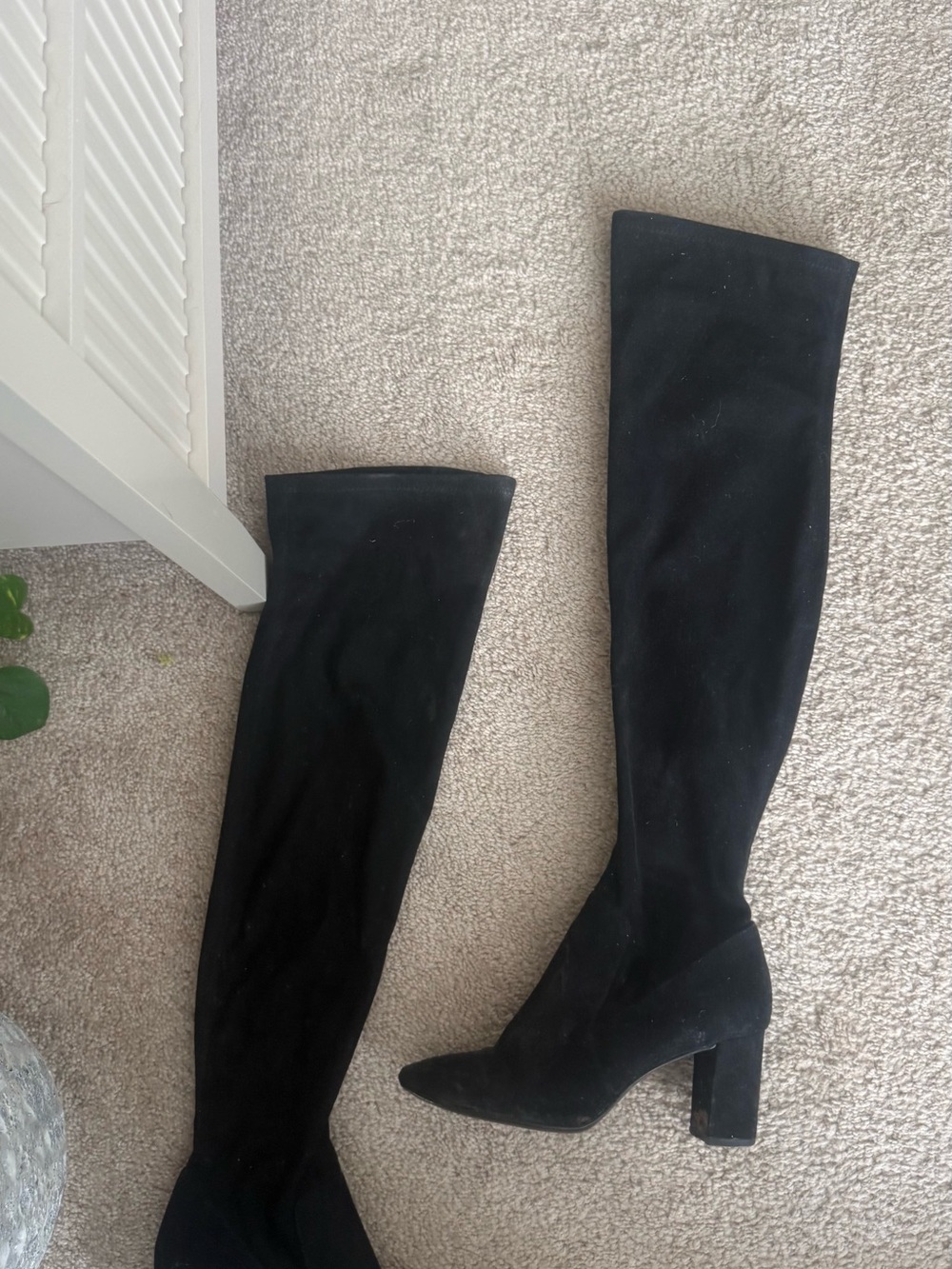 Black Over-the-Knee Block Heel Boots - Women